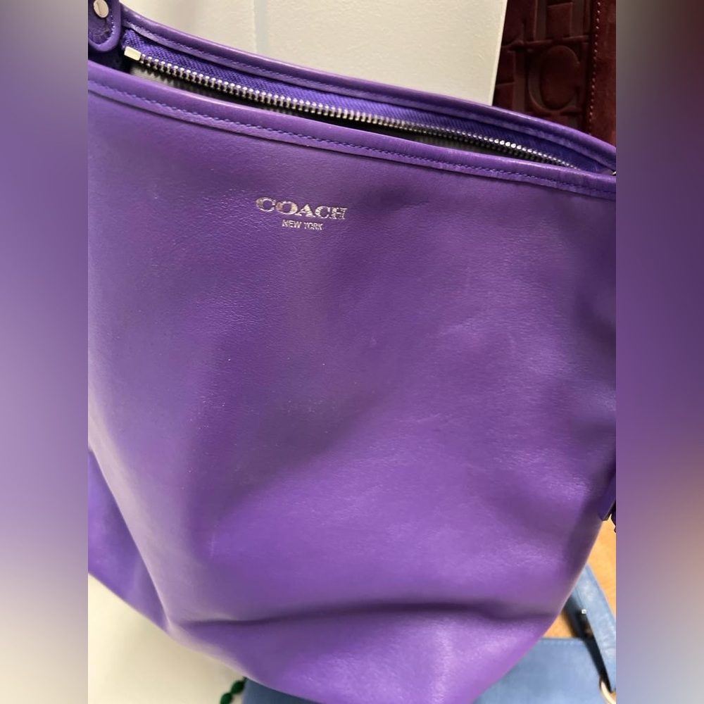 Purple Leather Coach Bag